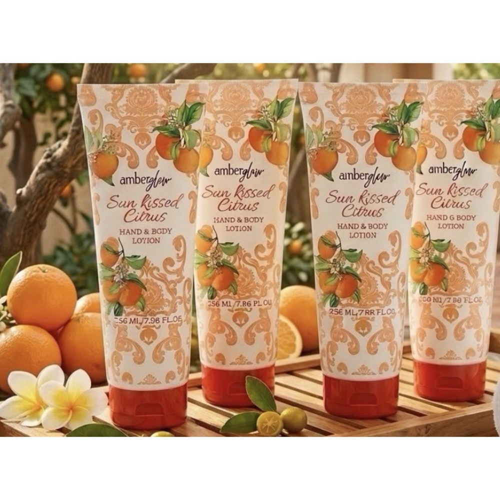 Lot of 4 Amber Glow Sun Kissed Citrus Moisturizing Hand & Body Lotion NEW